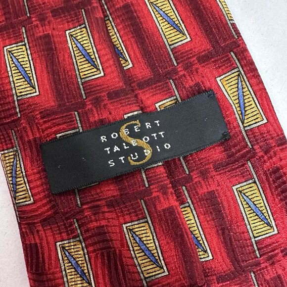 Vintage Robert Talbott Red Black Geometric Print Men’s Silk Tie Made In‎ USA - Picture 3 of 7